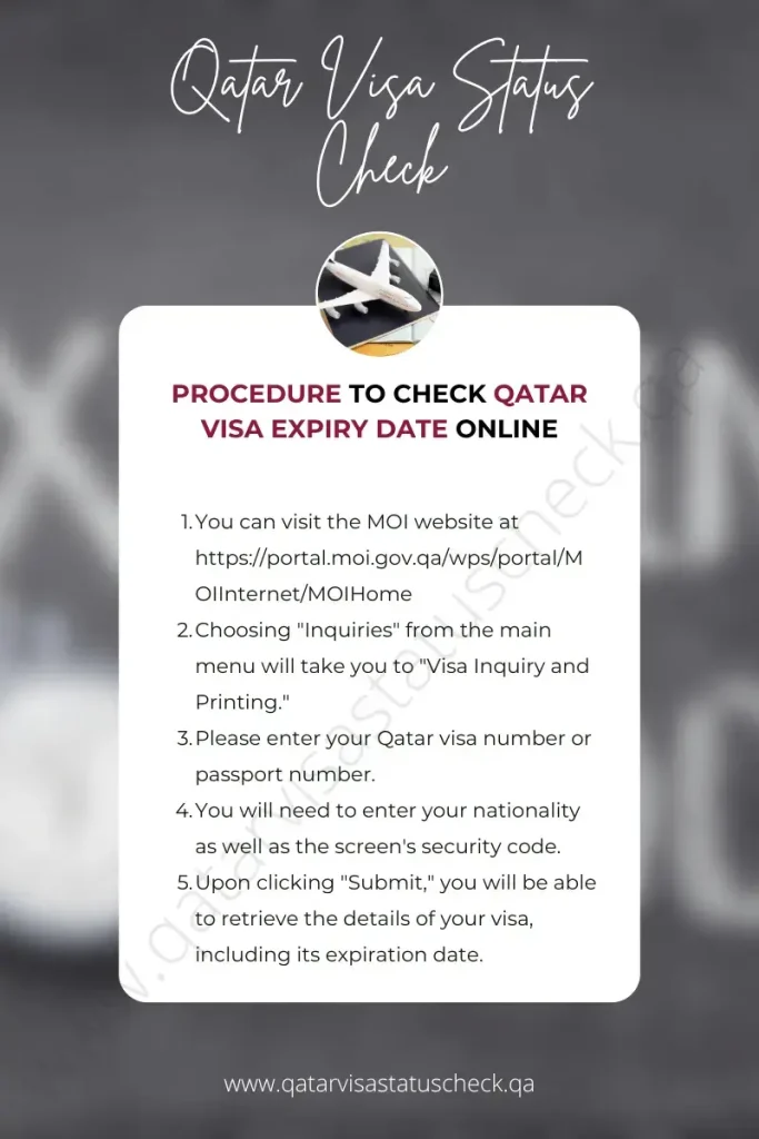 Procedure To Check Qatar Visa Expiry Date Online