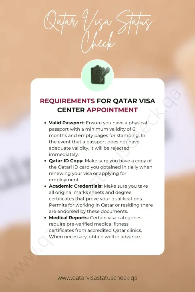 Requirements For Qatar Visa Center Appointment