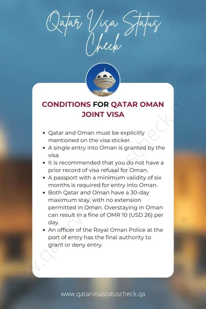 Conditions For Qatar Oman Joint visa