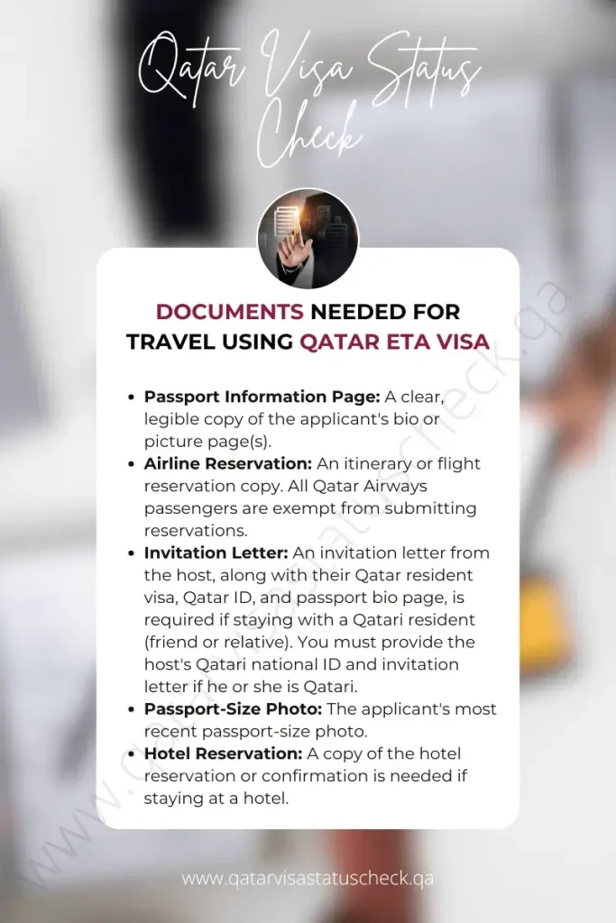 Documents Needed For Travel Using Qatar ETA Visa