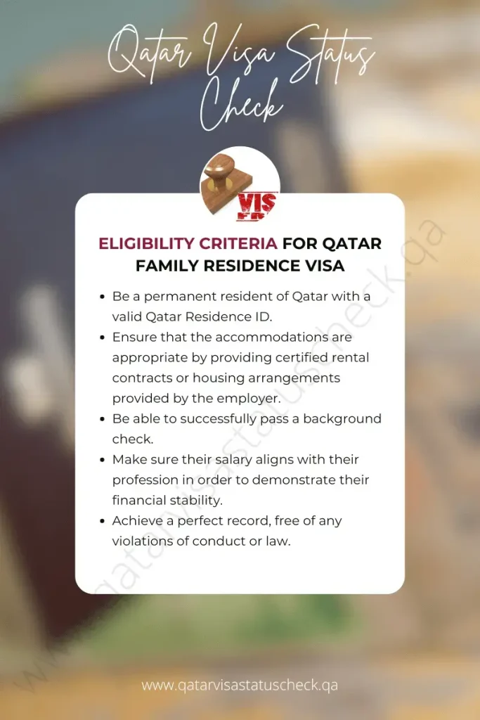 Eligibility Criteria for Qatar Family Residence Visa