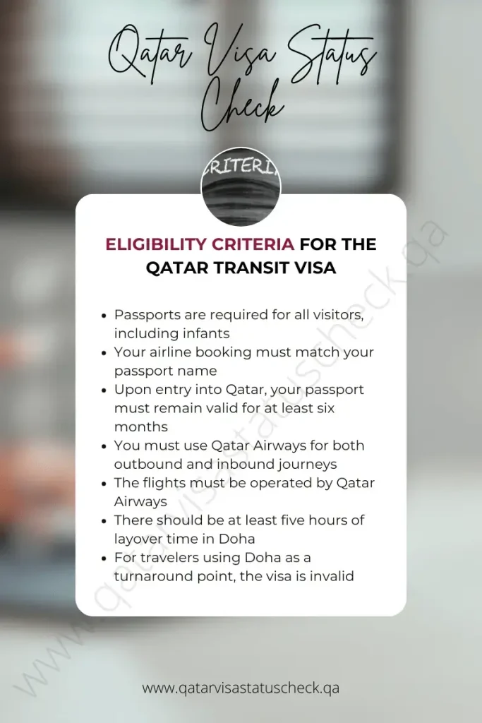 Eligibility Criteria for the Qatar Transit Visa