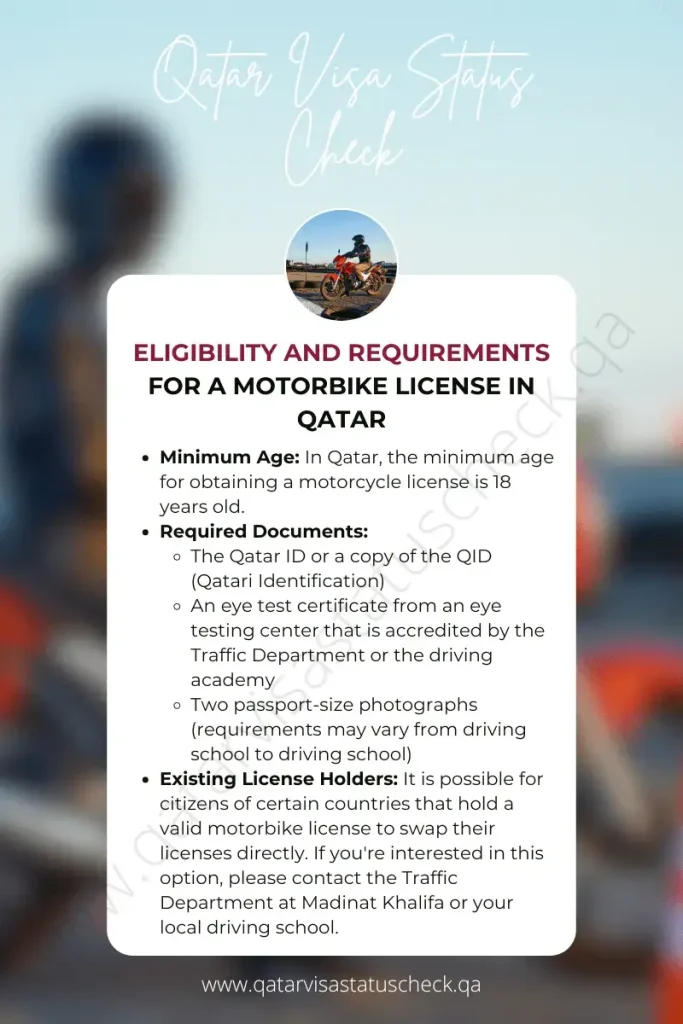 Eligibility and Requirements for a Motorbike License in Qatar