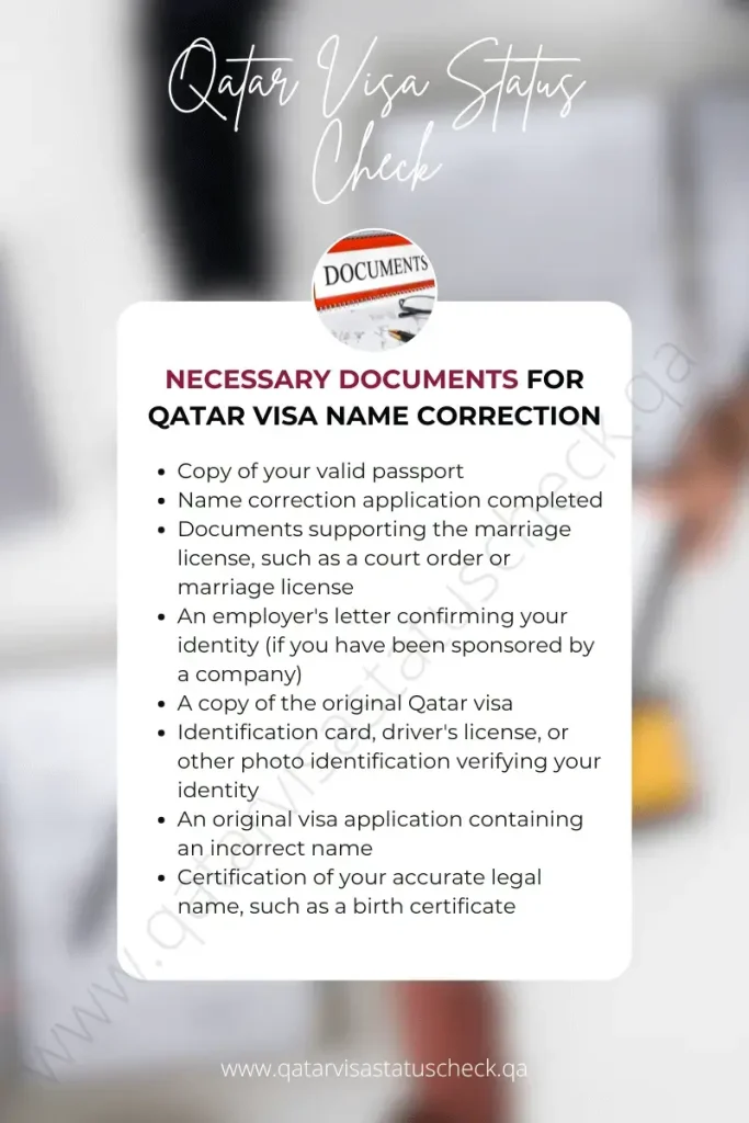 Necessary Documents for Qatar Visa Name Correction