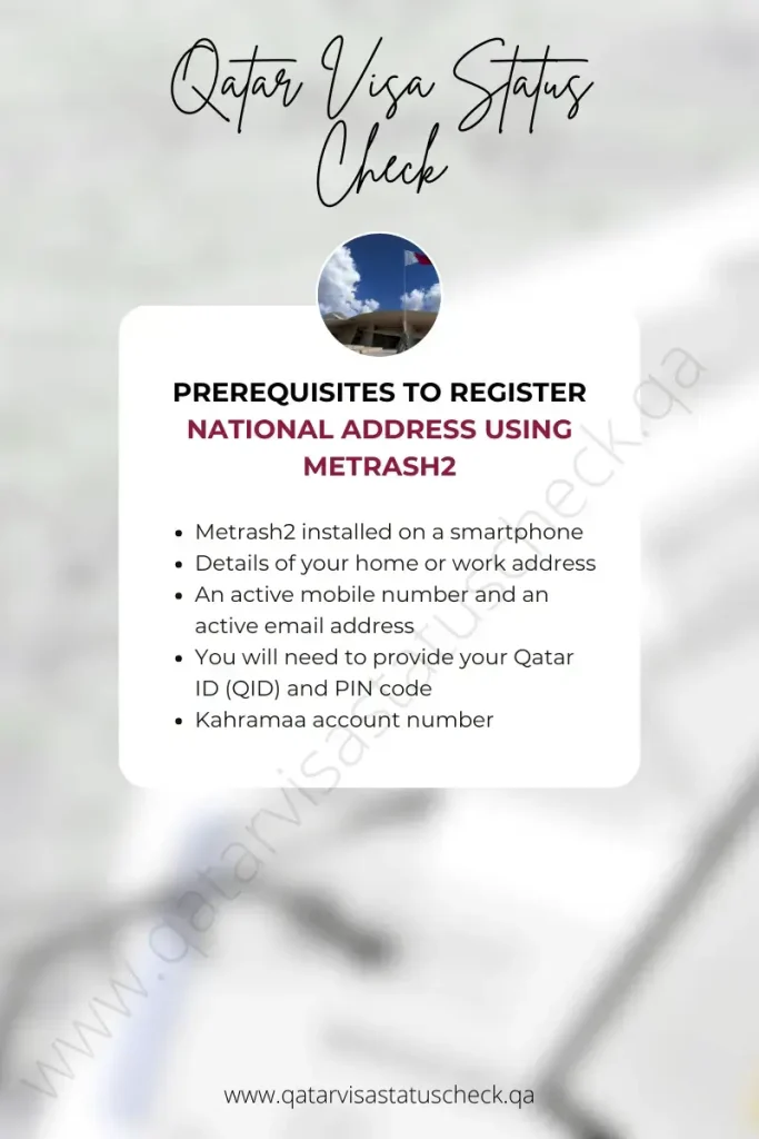 Prerequisites to Register National Address Using Metrash2