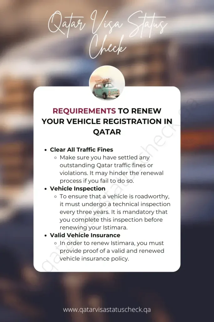 Requirements to Renew Vehicle Registration Istimara in Qatar