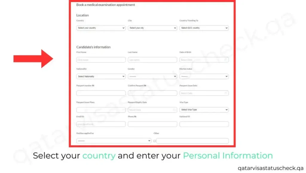 Select your country and enter your Personal Information