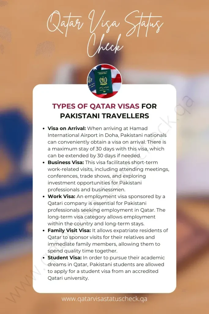 Types of Qatar Visa for Pakistani Travellers